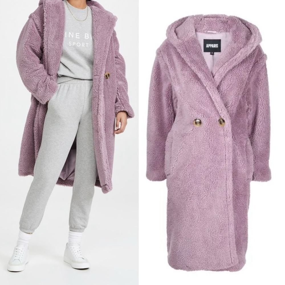 Apparis Mia Lilac Fleece Sherpa Hooded Coat